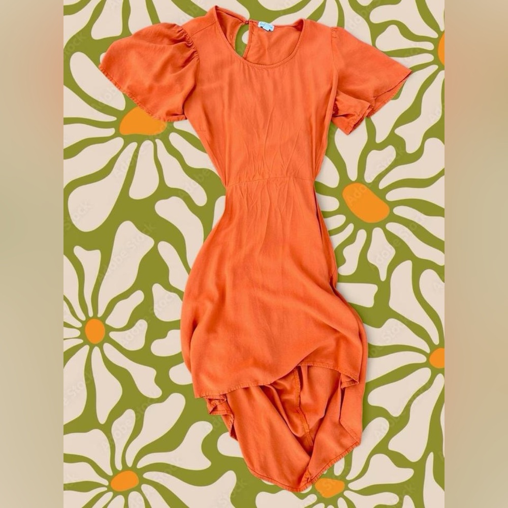 Love, Fire Vibrant Orange Cutout High-Low Dress